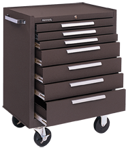 7-Drawer Roller Cabinet w/ball bearing Dwr slides - 35'' x 18'' x 27'' Brown - Exact Industrial Supply