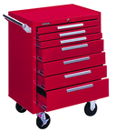 7-Drawer Roller Cabinet w/ball bearing Dwr slides - 35'' x 18'' x 27'' Red - Exact Industrial Supply