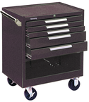 5-Drawer Roller Cabinet w/ball bearing Dwr slides - 35'' x 20'' x 29'' Brown - Exact Industrial Supply