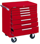 7-Drawer Roller Cabinet w/ball bearing Dwr slides - 35'' x 20'' x 29'' Red - Exact Industrial Supply