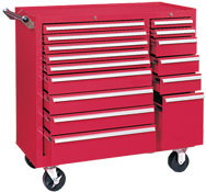 315X 15-Drawer Maintenance Cart - 35'' x 18'' x 39.38'' Red - Exact Industrial Supply