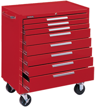 8-Drawer Roller Cabinet w/ball bearing Dwr slides - 40'' x 20'' x 34'' Red - Exact Industrial Supply