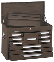 10-Drawer Mechanic's Chest - Model No.360B Brown 18.88H x 12.06D x 26.13''W - Exact Industrial Supply