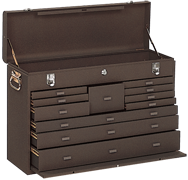 11-Drawer Journeyman Chest - Model No.52611B Brown 18H x 8.5D x 26.75''W - Exact Industrial Supply