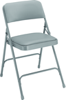 Upholstered Folding Chair - Double Hinges, Double Contoured Back, 2 U-Shaped Riveted Cross Braces, Non-marring Glides; V-Tip Stability Caps; Upholstered 19-mil Vinyl Wrapped Over 1¼" Foam - Exact Industrial Supply