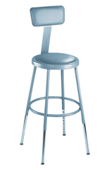25" - 33" Adjustable Padded Stool With Padded Backrest - Exact Industrial Supply