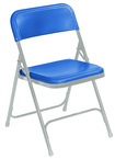 Plastic Folding Chair - Plastic Seat/Back Steel Frame - Blue - Exact Industrial Supply