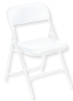 Plastic Folding Chair - Plastic Seat/Back Steel Frame - White - Exact Industrial Supply