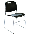 HI-Tech Stack Chair --11 mm Steel Rod Chrome Plated Frame Injection Molded Textured Plastic Non-fading Seat/Back - Black - Exact Industrial Supply
