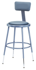 19" - 27" Adjustable Padded Stool With Padded Backrest - Exact Industrial Supply