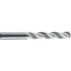 3.8 mm Dia. × 6 mm Shank × 24 mm Flute Length × 66 mm OAL, 3xD, 124°, Uncoated, 3 Flute, External, Round Solid Carbide Drill - Exact Industrial Supply