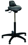 Sit Stand - 14" Soft Polyurethane, Contoured, Tilting Seat,  27" Dia.-Stable 5 Star Base with Heavy Duty Stationary Glides, Seat height 20"-30" - Exact Industrial Supply