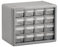 8-1/2 x 6-3/8 x 10-9/16'' (16 Compartments) - Plastic Modular Parts Cabinet - Exact Industrial Supply
