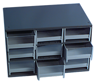 11 x 11 x 17'' (9 Compartments) - Steel Modular Parts Cabinet - Exact Industrial Supply