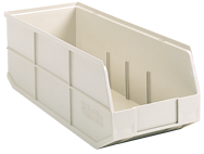 8-1/4 x 20-1/2 x 7'' - Beige Bin with 2 Dividers - Exact Industrial Supply