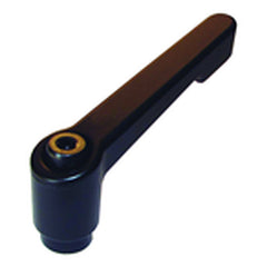 Stud Type - Plastic Handle Adjustable Clamping Lever - 1/2″–13″ Thread Size, 1.97″ Thread Length, 1.69″ Hub Height, 2.52″ Overall Height, 3.62″ Width - Exact Industrial Supply