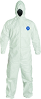 Tyvek® White Zip Up Coveralls w/ Attached Hood & Elastic Wrists  - X-Large (case of 25) - Exact Industrial Supply