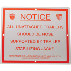 Stabilizing Trailer Instruction Sign