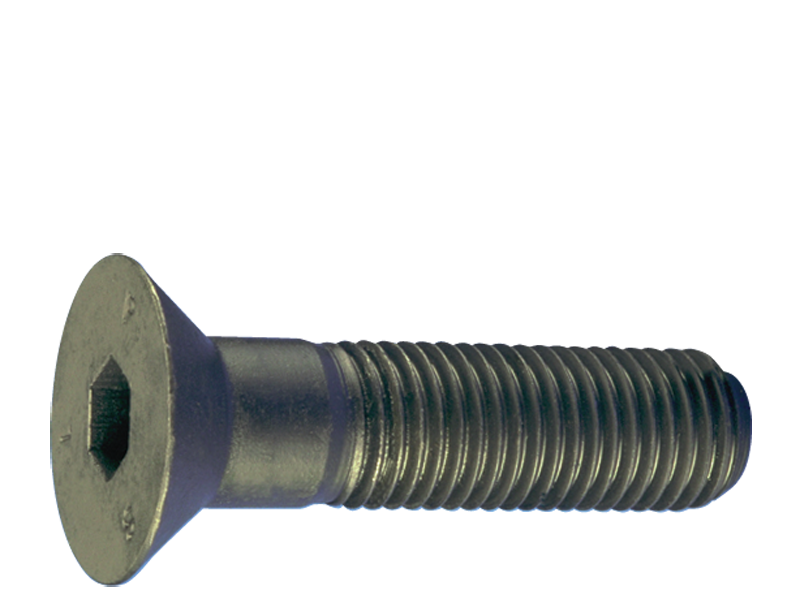 M8 - 1.25 x 35 - Black Finish Heat Treated Alloy Steel - Cap Screws - Flat Head - Exact Industrial Supply