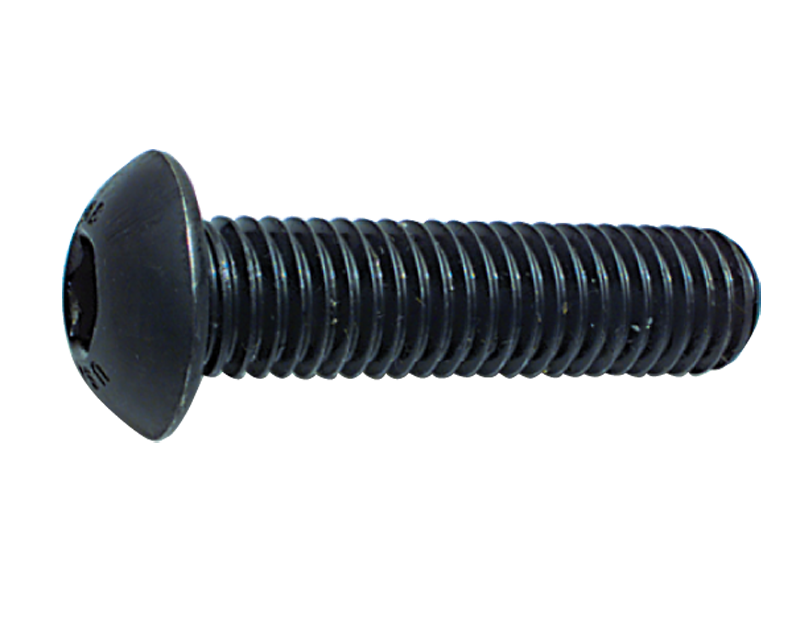 M5 - .80 x 25 - Black Finish Heat Treated Alloy Steel - Cap Screws - Button Head - Exact Industrial Supply