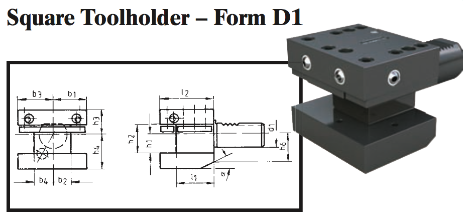 VDI Square Toolholder - Form D1 - Part #: CNC86 41.3020 - Exact Industrial Supply