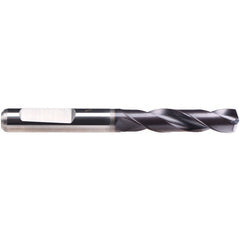 25/64″ Dia. × 10 mm Shank × 47 mm Flute Length × 89 mm OAL, 140°, TiAlN-TA14, 2 Flute, External Coolant, HE Solid Carbide Drill - Exact Industrial Supply