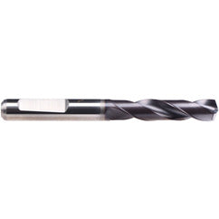 21/64″ Dia. × 10 mm Shank × 47 mm Flute Length × 89 mm OAL, 140°, TiAlN-TA14, 2 Flute, External Coolant, HE Solid Carbide Drill - Exact Industrial Supply