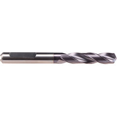 3.88 mm Dia. × 6 mm Shank × 24 mm Flute Length × 66 mm OAL, 140°, AlCrN-T37, 2 Flute, Coolant Thru, HE Solid Carbide Drill - Exact Industrial Supply