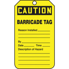 Barricade Tag, Caution Barricade Tag, 25/Pk, Cardstock - Exact Industrial Supply