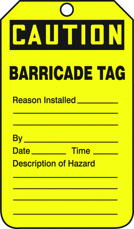 Barricade Tag, Caution Barricade Tag, 25/Pk, Plastic - Exact Industrial Supply