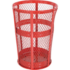 Trash Receptical E x p Metal Round 48 Gallon-Red - Exact Industrial Supply