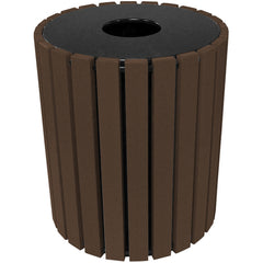 Trash Receptical Poly Round 49 Gal-Brown - Exact Industrial Supply