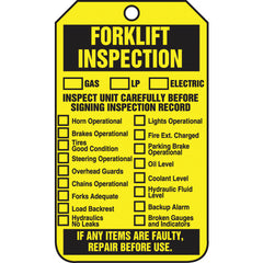 Forklift Tag, Forklift Inspection (Checklist)/Forklift Inspect, 25/Pk, Cardstock - Exact Industrial Supply