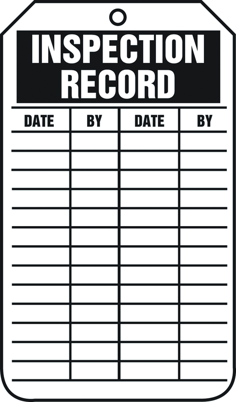 Inspection Record Tag, Inspection Record, 25/Pk, Plastic - Exact Industrial Supply