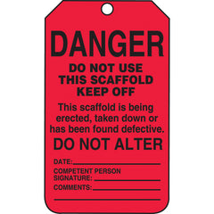 Scaffold Tag, Danger Do Not Use This Scaffold Keep Off, 25/Pk, Cardstock - Exact Industrial Supply