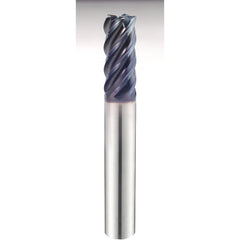 3/16″ × 3/16″ × 9/16″ × 2″ 5 Flute Square End Carbide End Mill-Plain Shank - Y-Coating - Exact Industrial Supply