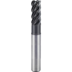 3/16″ × 3/16″ × 7/32″ × 3″ 5 Flute 0.0300″ C/R Carbide End Mill-Plain Shank - Y-Coating - Exact Industrial Supply