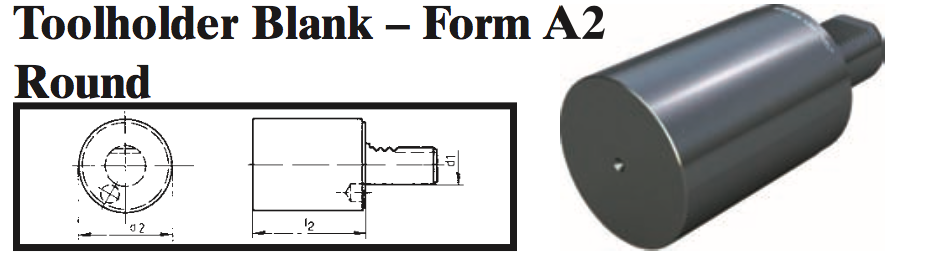 VDI Toolholder Blank - Form A2 Round - Part #: CNC86 B16.40.60 - Exact Industrial Supply