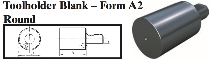 VDI Toolholder Blank - Form A2 Round - Part #: CNC86 B40.83.200 - Exact Industrial Supply