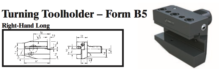 VDI Turning Toolholder - Form B5 (Right-Hand Long) - Part #: CNC86 25.1612.1 - Exact Industrial Supply