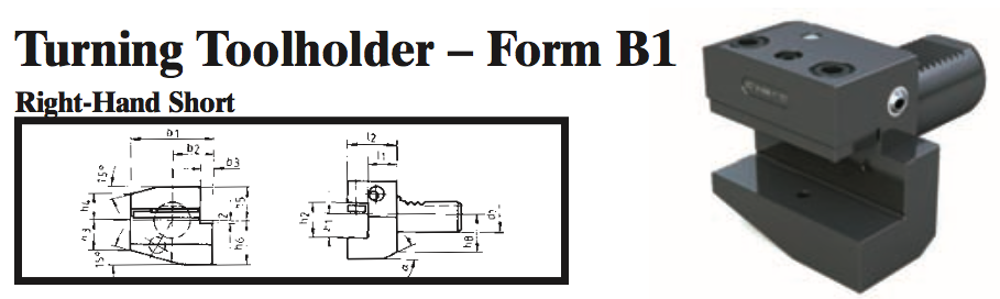 VDI Turning Toolholder - Form B1 (Right-Hand Short) - Part #: CNC86 21.2016 - Exact Industrial Supply
