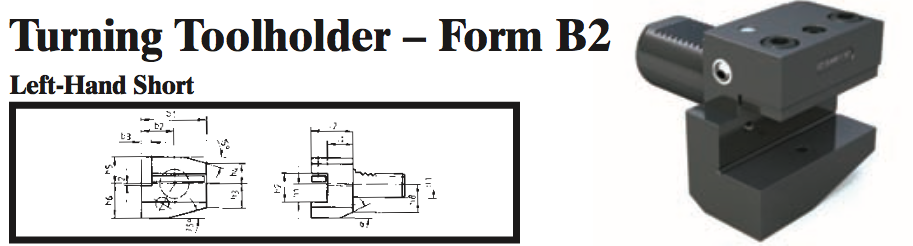 VDI Turning Toolholder - Form B2 (Left-Hand Short) - Part #: CNC86 22.2016 - Exact Industrial Supply