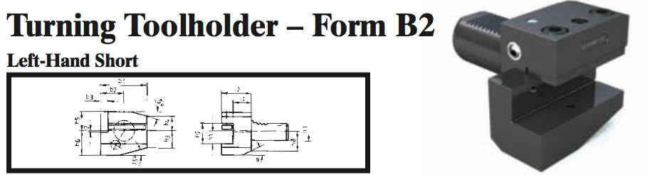 VDI Turning Toolholder - Form B2 (Left-Hand Short) - Part #: CNC86 22.3020.1 - Exact Industrial Supply