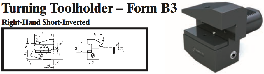 VDI Turning Toolholder - Form B3 (Right-Hand Short-Inverted) - Part #: CNC86 23.3025 - Exact Industrial Supply