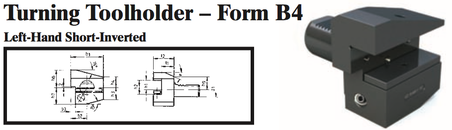 VDI Turning Toolholder - Form B4 (Left-Hand Short-Inverted) - Part #: CNC86 24.2016 - Exact Industrial Supply