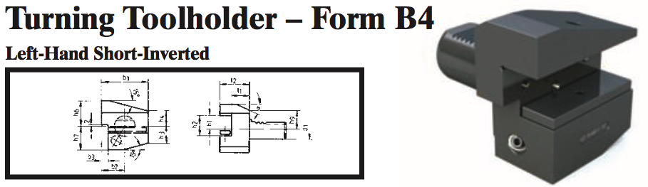 VDI Turning Toolholder - Form B4 (Left-Hand Short-Inverted) - Part #: CNC86 24.4025 - Exact Industrial Supply