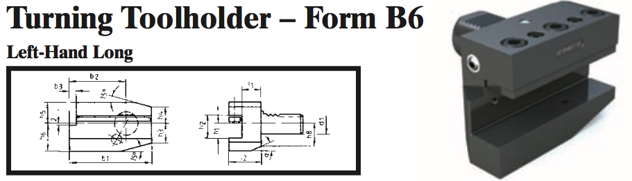 VDI Turning Toolholder - Form B6 (Left-Hand Long) - Part #: CNC86 26.5032 - Exact Industrial Supply