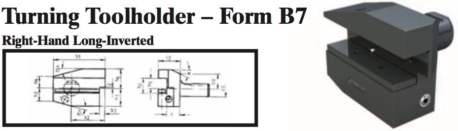 VDI Turning Toolholder - Form B7 (Right-Hand Long-Inverted) - Part #: CNC86 27.2516 - Exact Industrial Supply