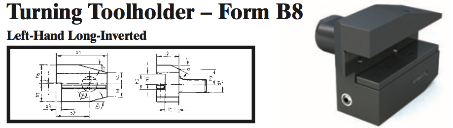 VDI Turning Toolholder - Form B8 (Left-Hand Long-Inverted) - Part #: CNC86 28.2516.1 - Exact Industrial Supply