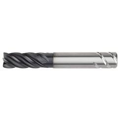 1x1x1-1/4x3-1/4x6 .060R 5FL Carbide End Mill-Round Shank-AlTiN - Exact Industrial Supply